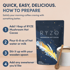 RYZE Mushroom Hot Cocoa — Organic Instant Cocoa with L-Theanine & Melatonin, 20 Servings B0
