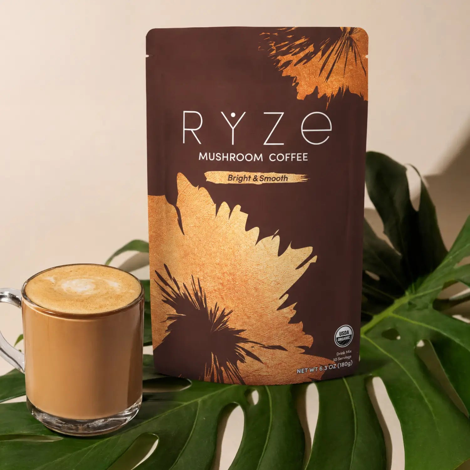 RYZE Mushroom Coffee — Organic Instant Coffee with Cordyceps & Reishi, 30 Servings D2