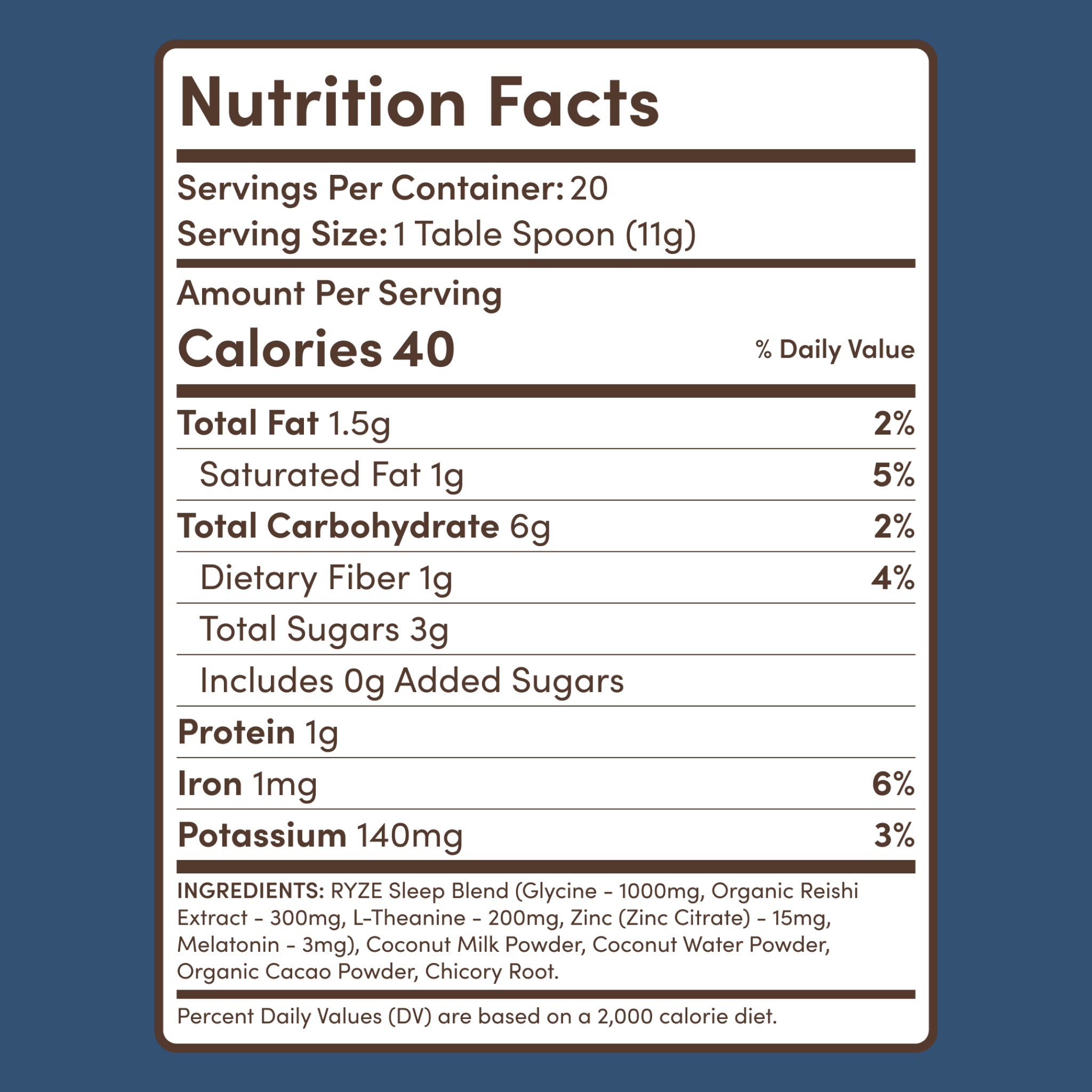 RYZE Mushroom Hot Cocoa — Organic Instant Cocoa with L-Theanine & Melatonin, 20 Servings B0