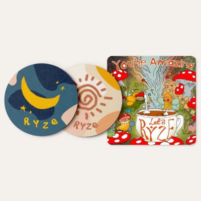 Coasters + Mushroom Magnet V8