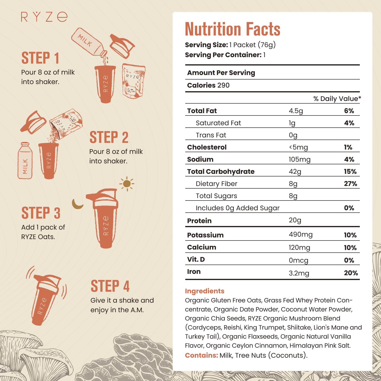 Mushroom Overnight Oats Pack (14 Servings) P6