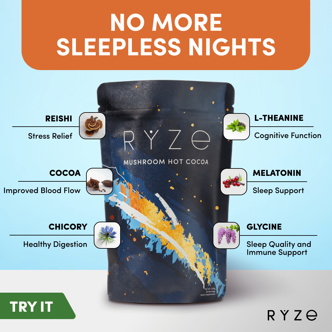 RYZE Hot Cocoa - with 6 Sleep Superfoods to Help Fall Asleep and Stay Asleep A9