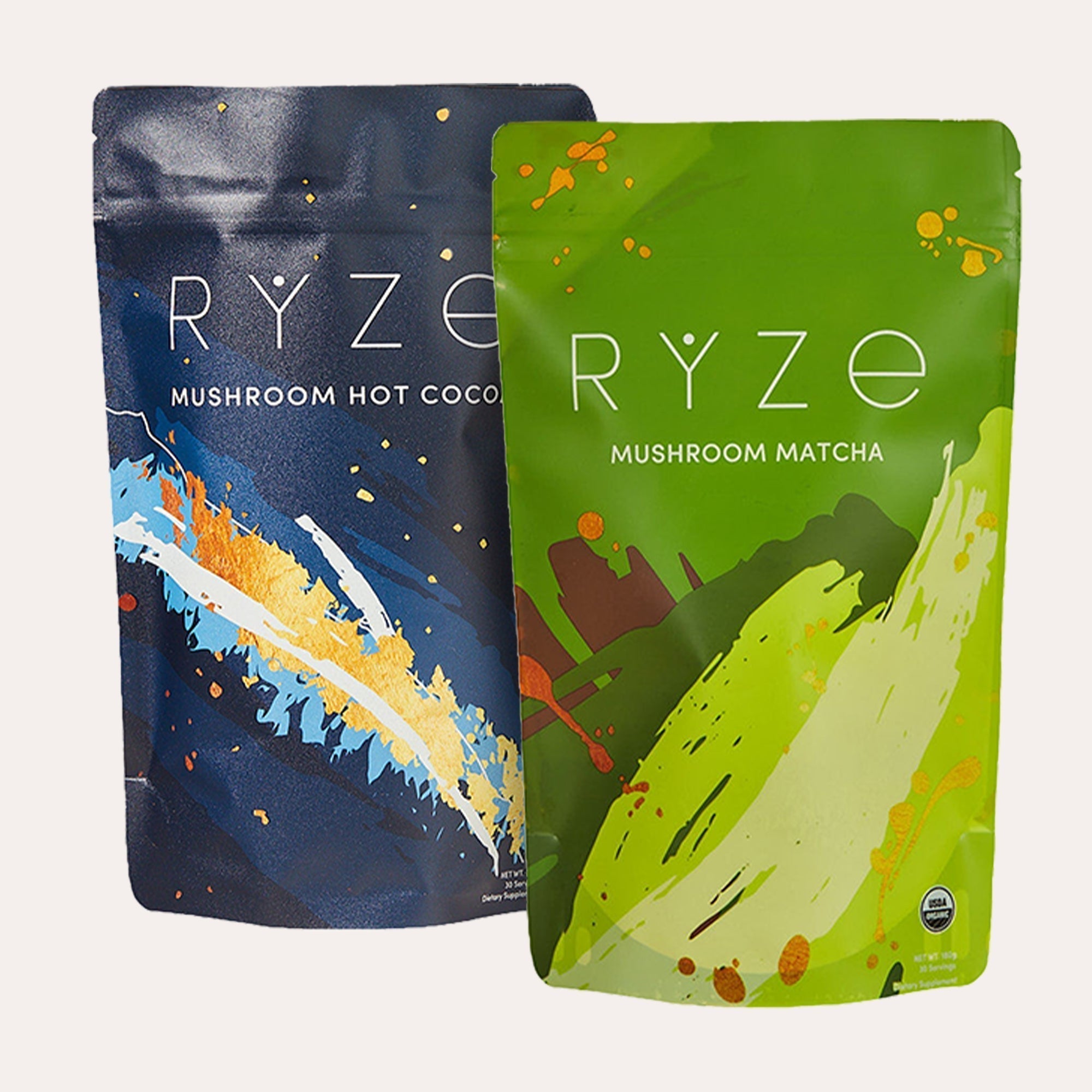 RYZE Mushroom Matcha - with 6 Organic Adaptogenic Mushrooms Grown In USA and Ceremonial-Grade Japanese Matcha W9